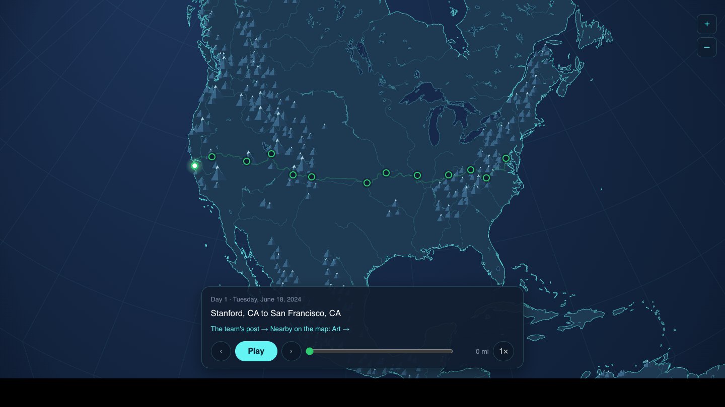 The 2024 Spokes route across the United States, day 1